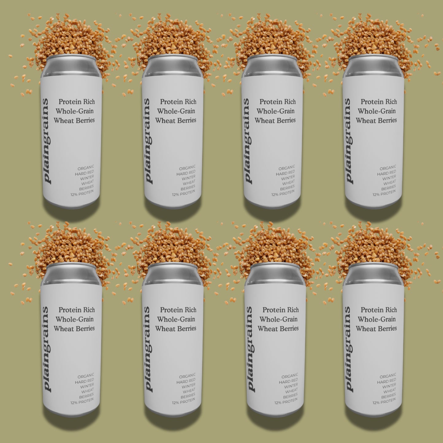 8 Pack - Dry Organic Hard Red Winter Wheat Berries 12% Protein