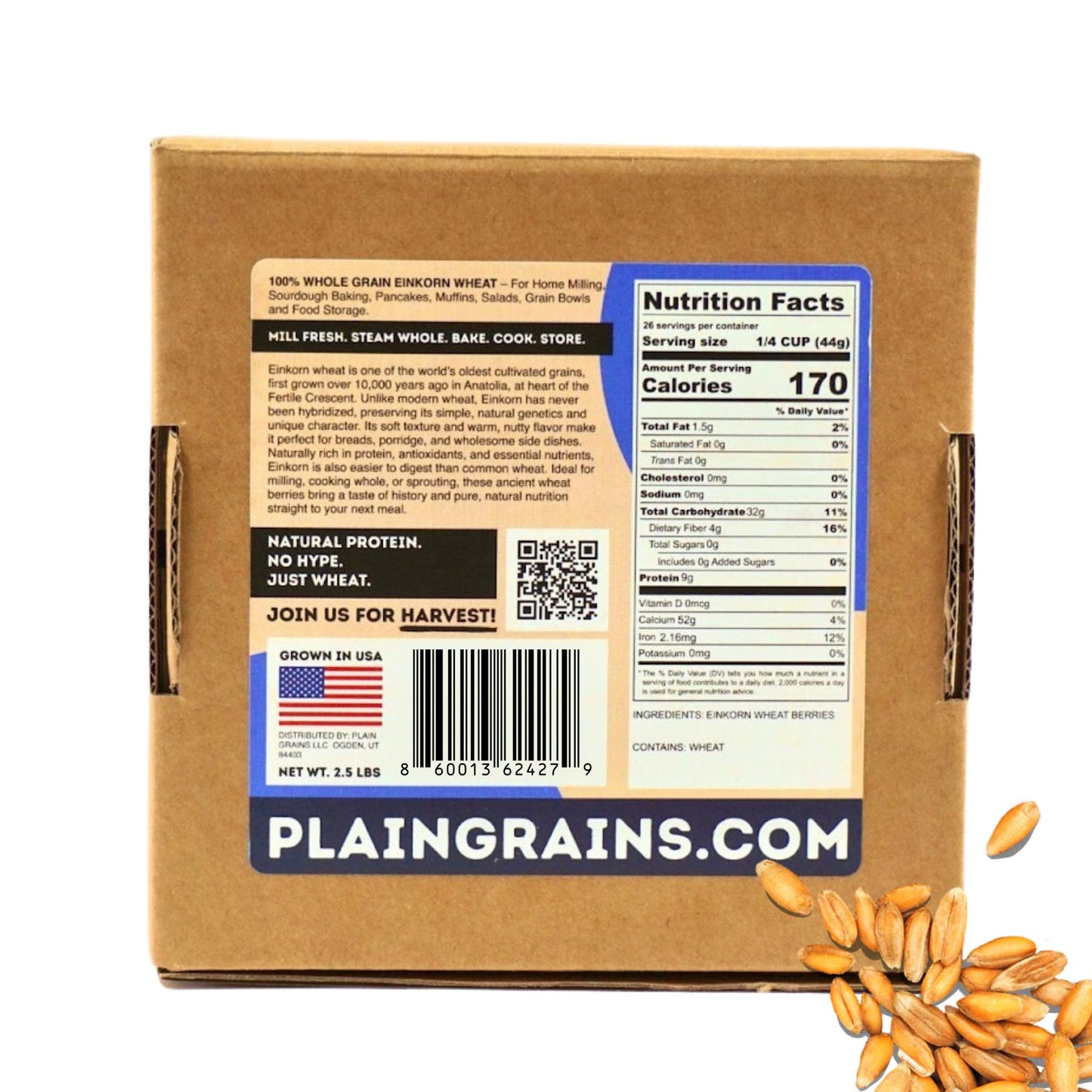2.5 LB Dry Organic Spelt Wheat Berries - The Natural Way | Single Box