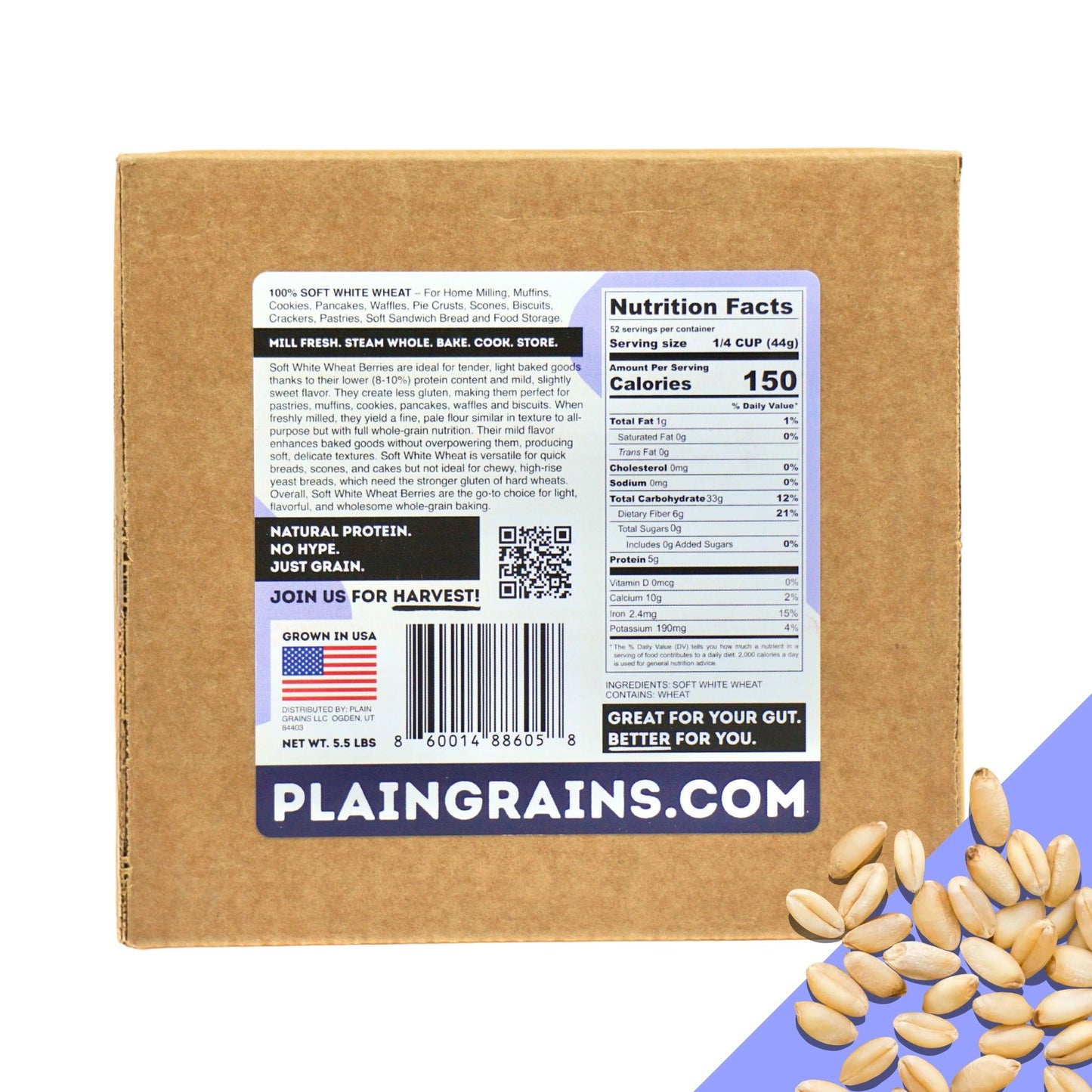 5.5 LB Soft White Spring Wheat Berries Box